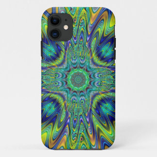 Peacock Feather Neon Fractal Funky Designer Art iPhone 11 Hoesje