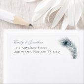 Peacock Feather Newlyweds Return Address Wedding Etiket (Insitu)
