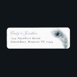 Peacock Feather Newlyweds Return Address Wedding Etiket<br><div class="desc">Peacock Feather Newlyweds Return Address Wedding. The feather is to the right in shades of turquoise and your names and address to the left. The text can be easily personalised.</div>