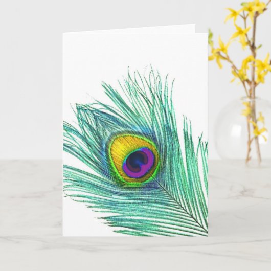 Peacock Feather note cards Kaart (Gele Bloem)