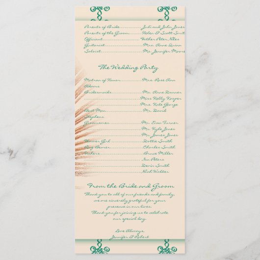 Peacock Feather op Blauwgroen Marokkaanse Tegel Pr Programmakaart (Achterkant)