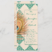 Peacock Feather op Blauwgroen Marokkaanse Tegel Pr Programmakaart (Voorkant / Achterkant)
