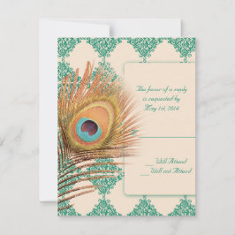 Peacock Feather op Blauwgroen Marokkaanse Tegel RSVP Kaartje