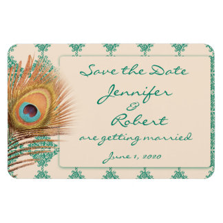 Peacock Feather op Blauwgroen Marokkaanse Tegel Sa Magneet