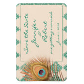 Peacock Feather op Blauwgroen Marokkaanse Tegel Sa Magneet (Verticaal)