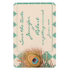 Peacock Feather op Blauwgroen Marokkaanse Tegel Sa Magneet