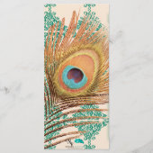 Peacock Feather op Blauwgroen Marokkaanse Tegel We Menu (Achterkant)