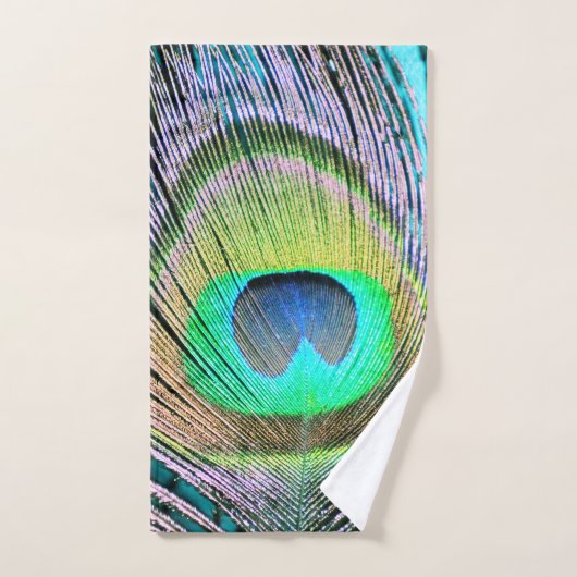 Peacock Feather op Turquoise Bad Handdoek (Handdoek)