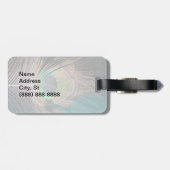 Peacock Feather op Turquoise Bagagelabel (Achterkant horizontaal)