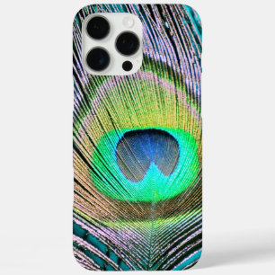 Peacock Feather op Turquoise iPhone 16 Pro Max Hoesje