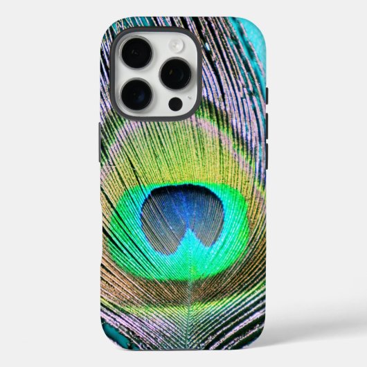 Peacock Feather op Turquoise Case-Mate iPhone Case (Achterkant)
