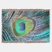 Peacock Feather op Turquoise Deken (Voorkant)