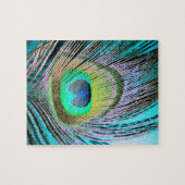 Peacock Feather op Turquoise Legpuzzel (Horizontaal)