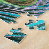 Peacock Feather op Turquoise Legpuzzel (Zijkant)