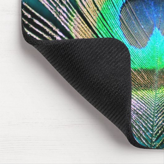 Peacock Feather op Turquoise Muismat (Hoek)