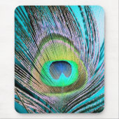 Peacock Feather op Turquoise Muismat (Voorkant)