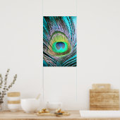 Peacock Feather op Turquoise Poster (Keuken)