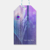 Peacock Feather Paars Glam Boho Chic Party Favor Cadeaulabel (Achterkant)