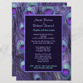 Peacock Feather Paarse 6,5 inch x 8 bruiloft uitno Kaart (Voorkant / Achterkant)