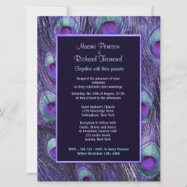 Peacock Feather Paarse 6,5 inch x 8 bruiloft uitno Kaart