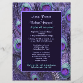 Peacock Feather Paarse 6,5 inch x 8 bruiloft uitno Kaart