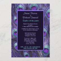 Peacock Feather Paarse Drama - Huwelijksuitnodigin