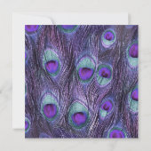 Peacock Feather Paarse Drama Huwelijksuitnodiging Kaart (Achterkant)