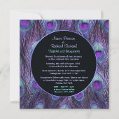 Peacock Feather Paarse Drama Huwelijksuitnodiging Kaart (Voorkant)