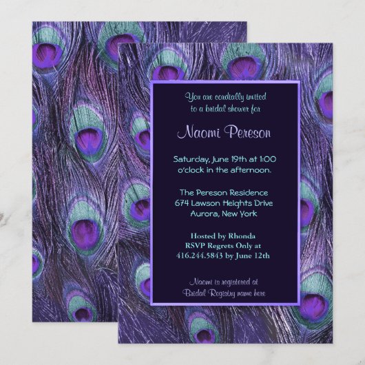 Peacock Feather Paarse Drama - Vrijgezellenfeest Kaart (Voorkant / Achterkant)