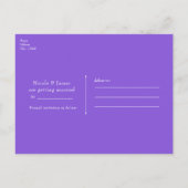 Peacock Feather Paarse Glam Boho Bewaar de datum Aankondigingskaart (Achterkant)