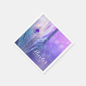 Peacock Feather Paarse Glam Boho Chic Custom Party Servetten (Hoek)