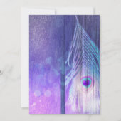 Peacock Feather Paarse Glam Boho Party Uitnodiging (Achterkant)
