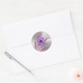 Peacock Feather Paarse Mauve Glitter Ronde Sticker (Envelop)