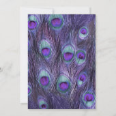 Peacock Feather Paarse repetitie Dinner Invitation Kaart (Achterkant)