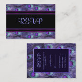 Peacock Feather Paarse - RSVP Informatiekaartje (Voorkant / Achterkant)