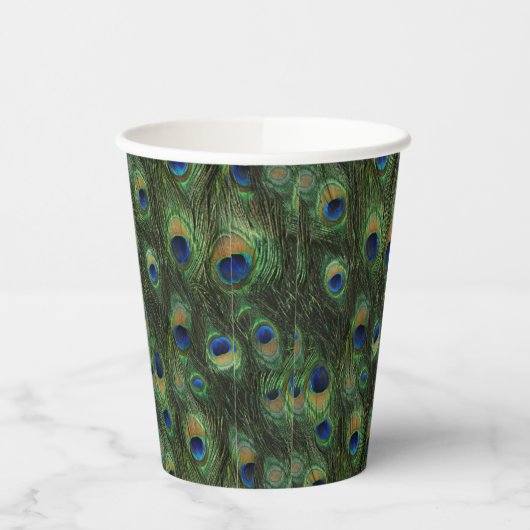 Peacock Feather Paper Cups Papieren Bekers (Links)