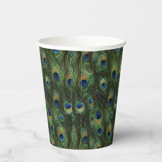 Peacock Feather Paper Cups Papieren Bekers (Rechts)