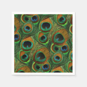 Peacock Feather Paper Napkins - groen, blauw, Blau Servetten