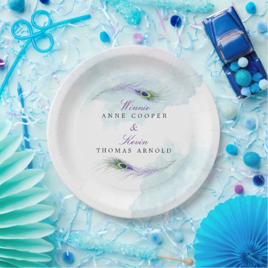 Peacock Feather Papieren Bordje (Feest)