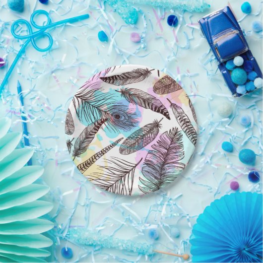 Peacock Feather Papieren Bordje (Feest)