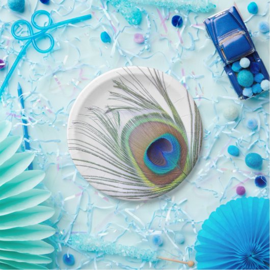 Peacock Feather Papieren Bordje (Feest)