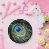 Peacock Feather Papieren Bordje (Feest)