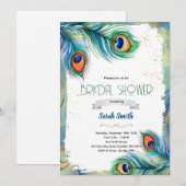 Peacock feather party invitation kaart (Voorkant / Achterkant)