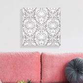 Peacock Feather Patroon Doodle 6 Canvas Afdruk (Insitu (Woonkamer))