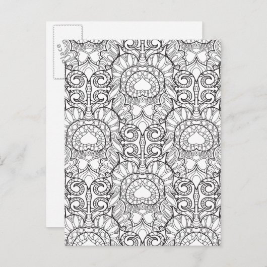 Peacock Feather Patroon Doodle Briefkaart (Voorkant / Achterkant)