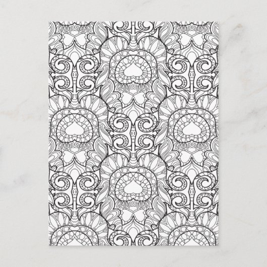 Peacock Feather Patroon Doodle Briefkaart (Voorkant)