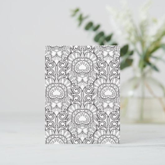 Peacock Feather Patroon Doodle Briefkaart (Staand voorkant)