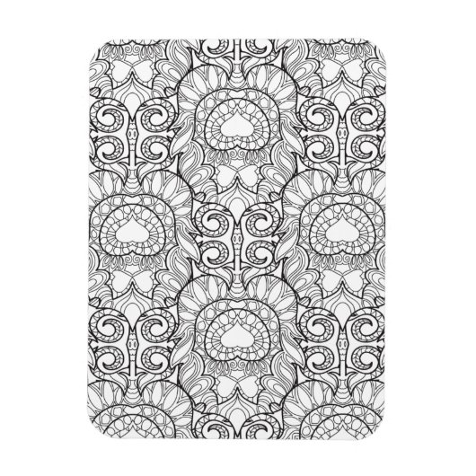 Peacock Feather Patroon Doodle Magneet (Verticaal)