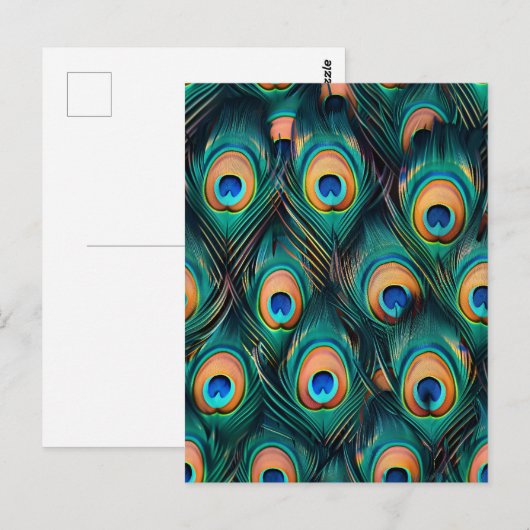 Peacock Feather Pattern Briefkaart (Voorkant / Achterkant)