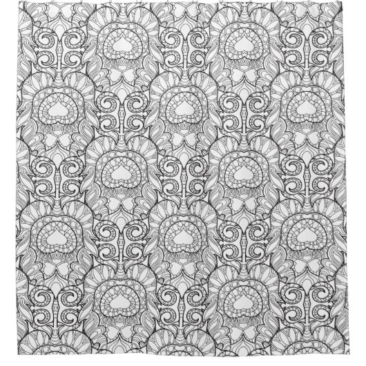 Peacock Feather Pattern Doodle Douchegordijn (Voorkant)